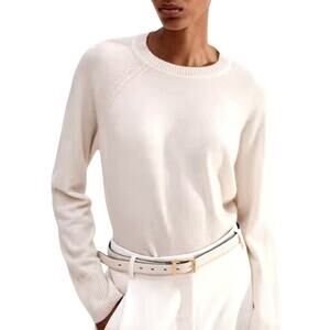 ME+EM Cream Lightweight Cashmere Raglan Jumper Size XS